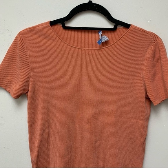 White + Warren Silk Blend Ribbed Short Sleeve Top - Picture 5 of 9